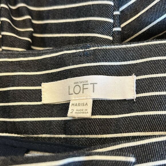Loft black white striped ankle pants Marisa fit Size 2 EUC - Picture 7 of 9
